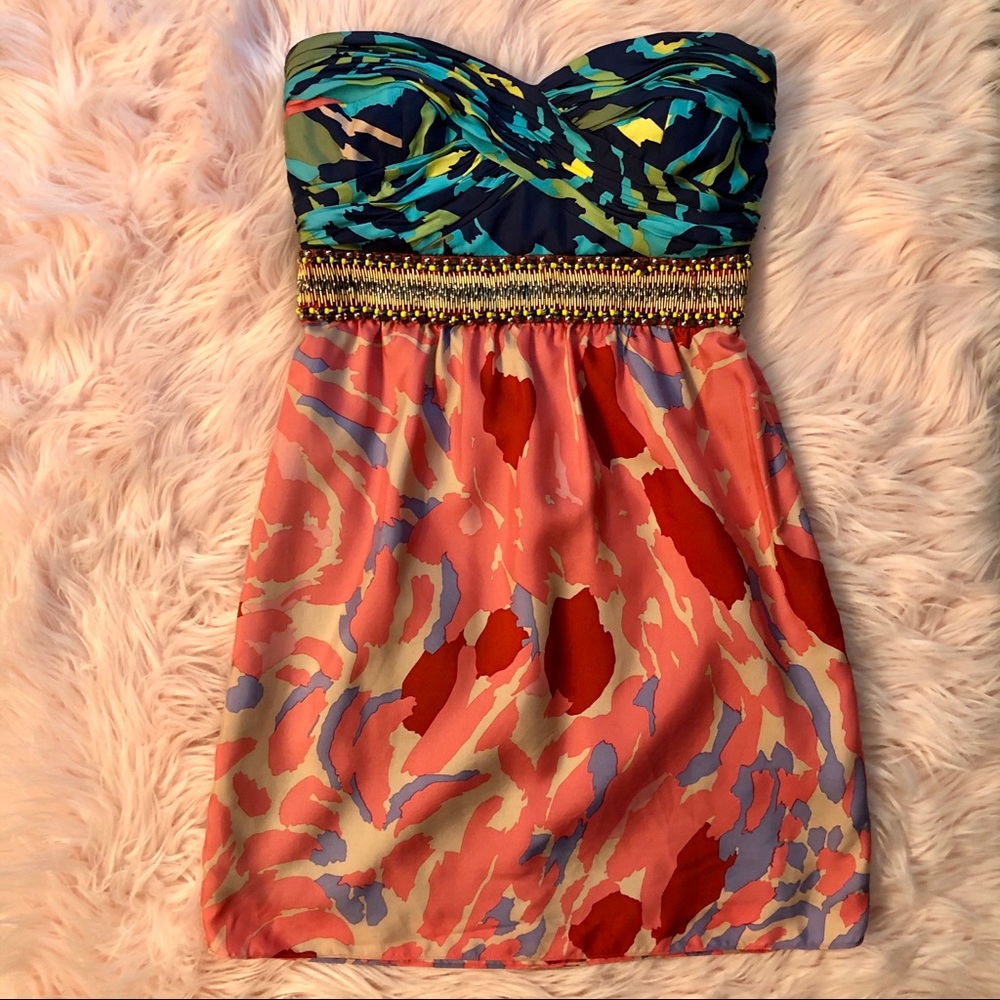 Tibi Sweetheart Neck Beaded Dress